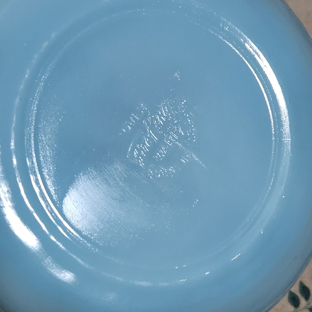 Fire King Blue Delphite Tea Cup and Saucer Set Vintage Anchor Hocking Turquoise - Picture 7 of 11
